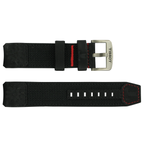 Horlogeband Tissot T600038303.XL / T0914204605103A / T600038302 Leder Zwart 22mm